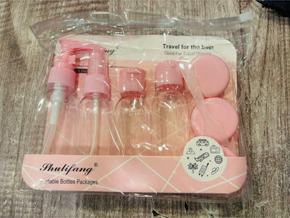 Refillable Travel Cosmetic Bottles with Pouch Set