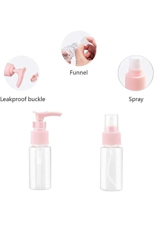 Refillable Travel Cosmetic Bottles with Pouch Set