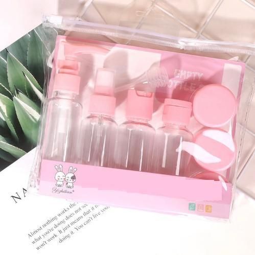 Refillable Travel Cosmetic Bottles with Pouch Set