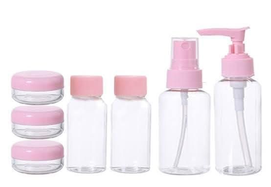 Refillable Travel Cosmetic Bottles with Pouch Set