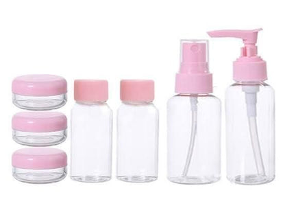 Refillable Travel Cosmetic Bottles with Pouch Set